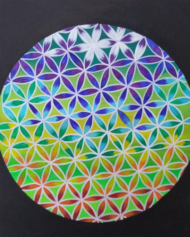 Tableau vibratoire "Fleur de la vie" -33x41 cm