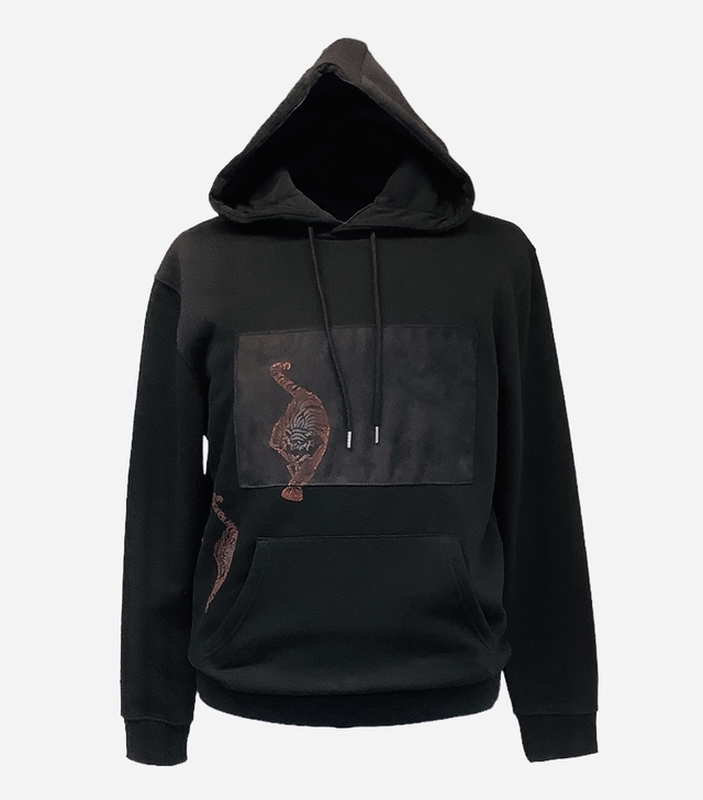 Tiger handprinted graphic art Hoodie 