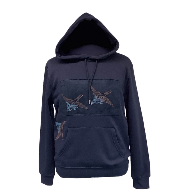Swallows handprinted graphic art Hoodie 
