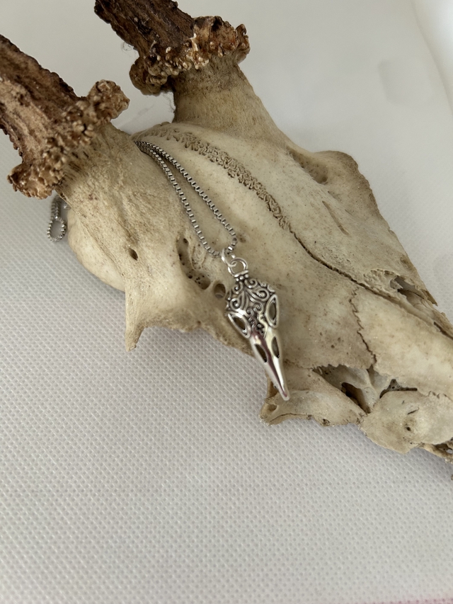 Ornate Crow Skull Pendant