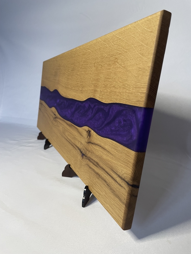 Serveerplank Eikenhout en Epoxy Paars