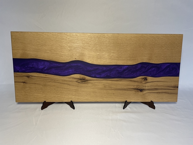 Serveerplank Eikenhout en Epoxy Paars