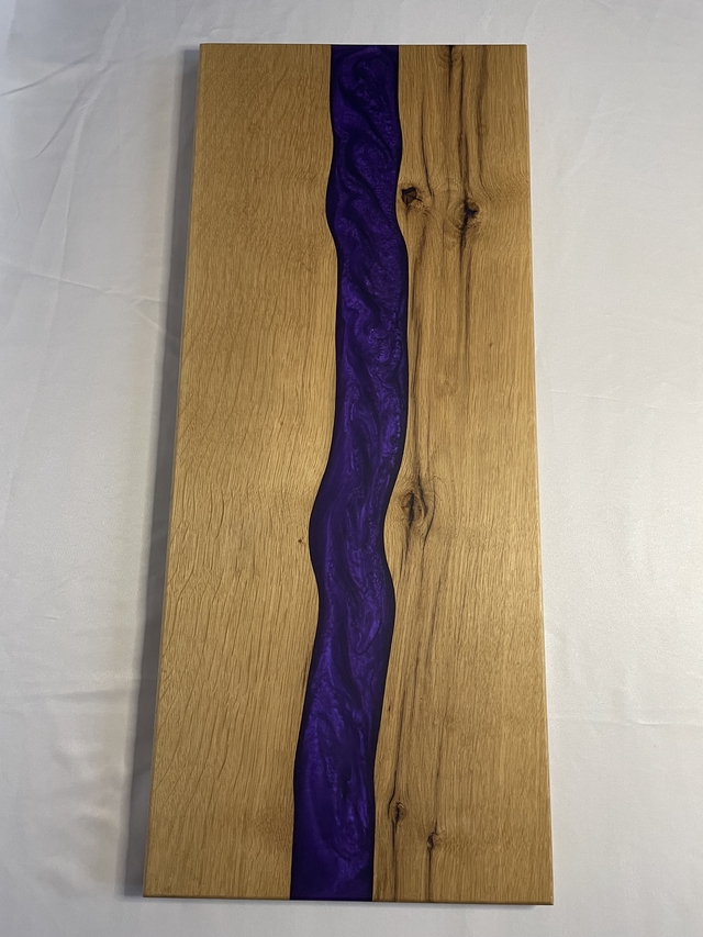 Serveerplank Eikenhout en Epoxy Paars
