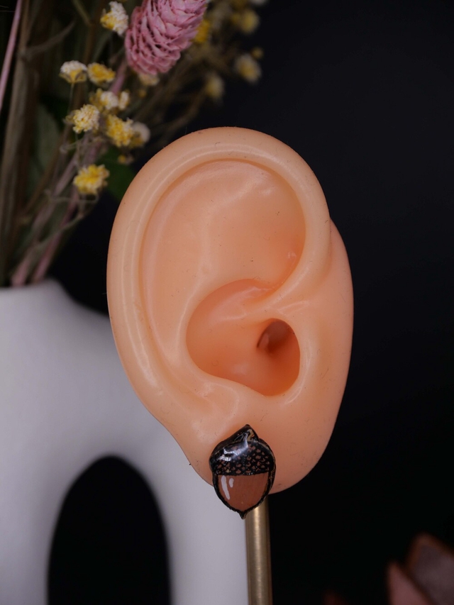 Boucles d'oreilles clou peinte main Gland argent