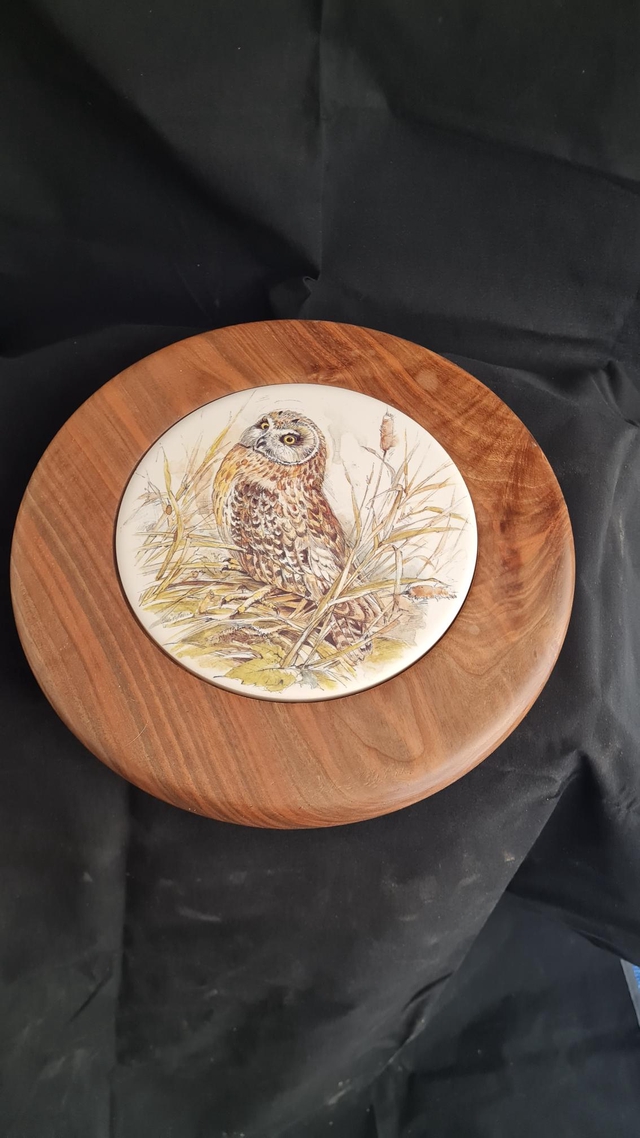 Wood and Ceramic Cheese Board.