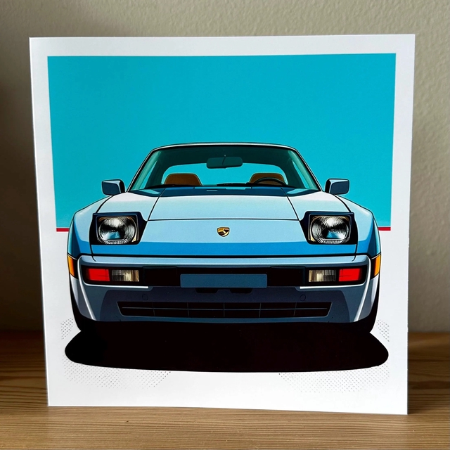 Classic Porsche 944 Pop Art Greeting Card – Retro Car Enthusiast Gift, Bold & Colourful Design for Birthdays, or Any Occasion