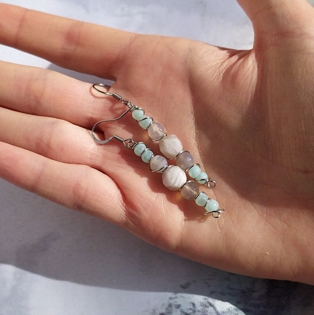 Boucles d'oreilles 'sérénité' - inox et agate