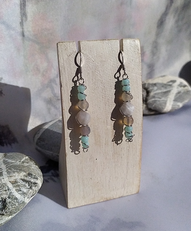 Boucles d'oreilles 'sérénité' - inox et agate