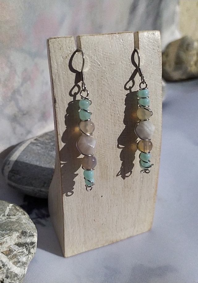 Boucles d'oreilles 'sérénité' - inox et agate