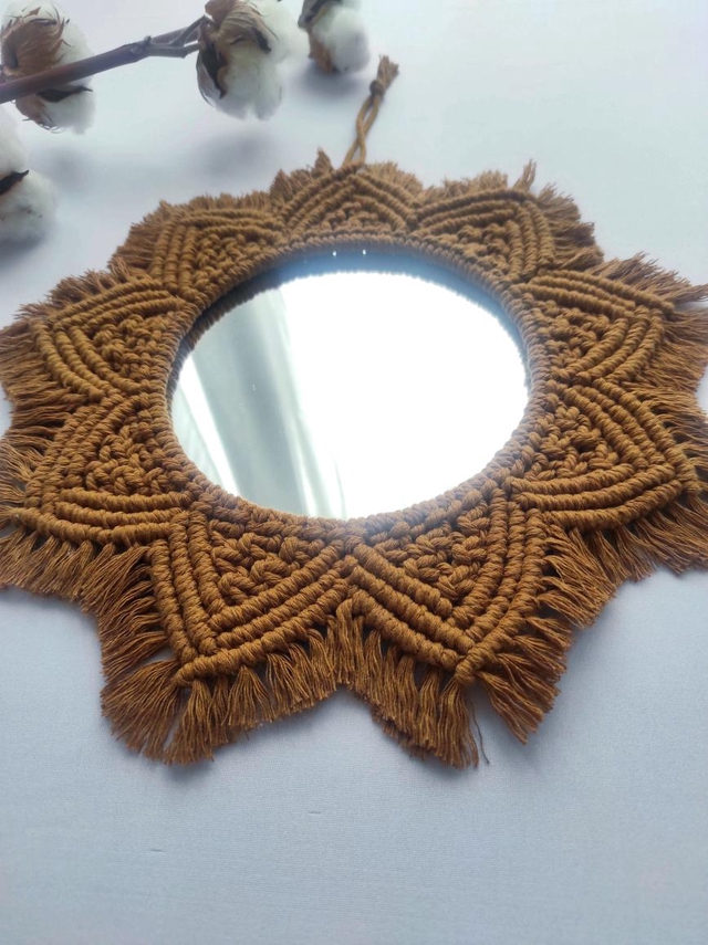 Miroir macramé 30 cm couleur chocolat