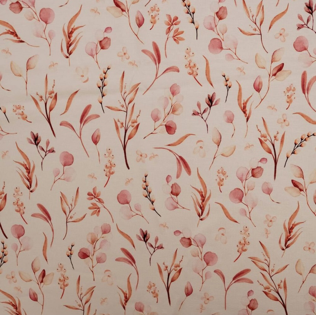 Jersey Stoff 0,5m Eukalyptusblätter rosa