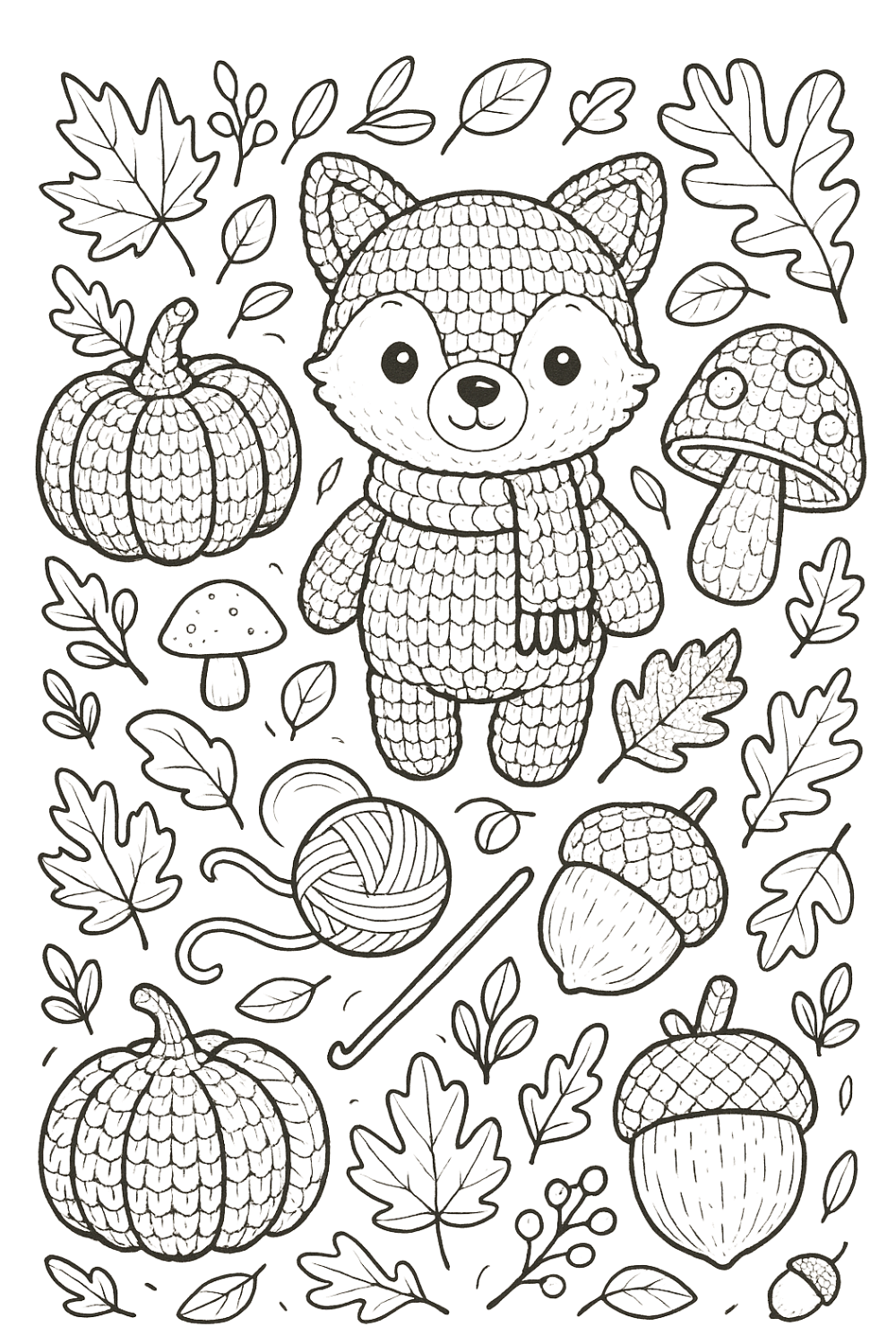 Coloriage automne à imprimer gratuit
Coloriage renard crochet hygge
Activité créative automne DIY
Coloriage cosy pour enfants et adultes
Coloriage bullet journal automnal