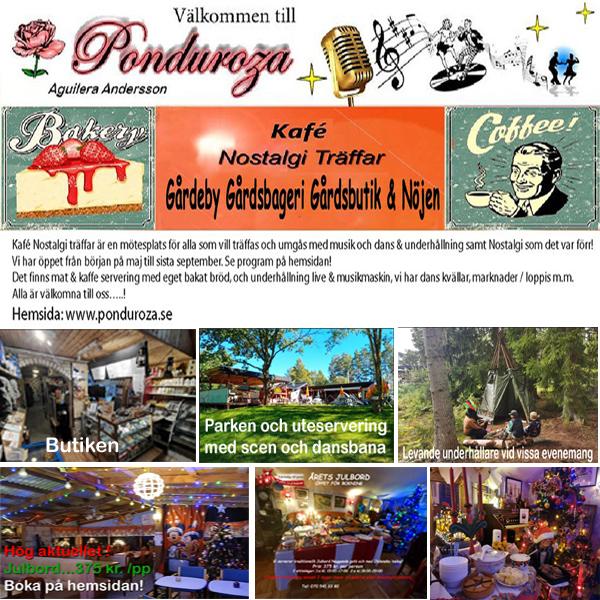 Reklam banner för Ponduroza Gårdsbageri & Kafe Nostalgi Träffar