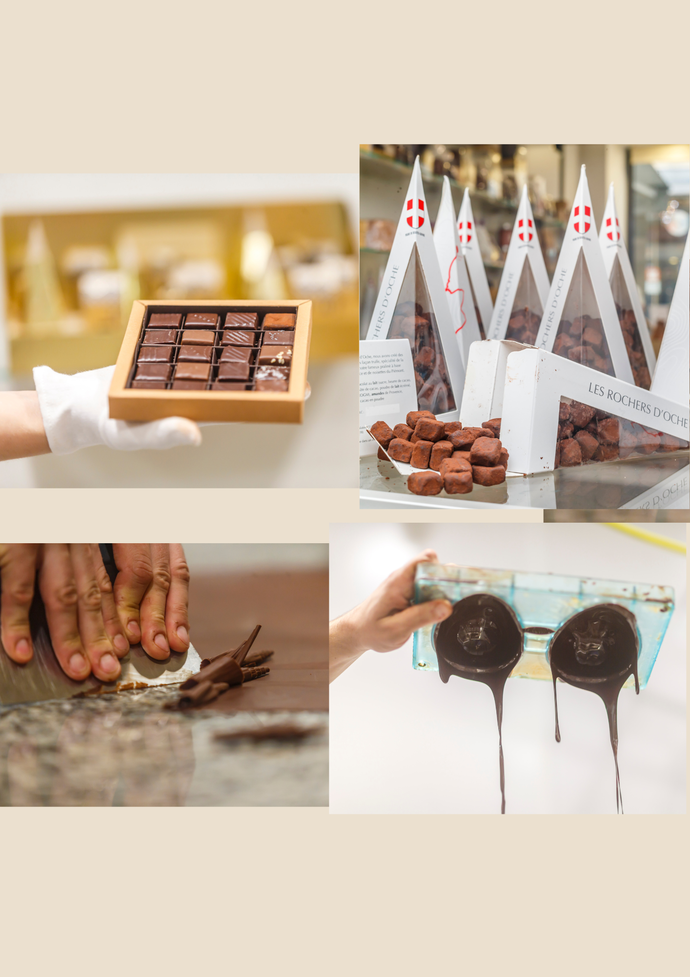 Hippolyte le chocolatier a créé sa spécialité " Les rochers d'Oche" en hommage à la dent d'Oche montagne emblématique du Chablais. C'est un praliné amandes de Provence et noisettes du Piémont IGP. 