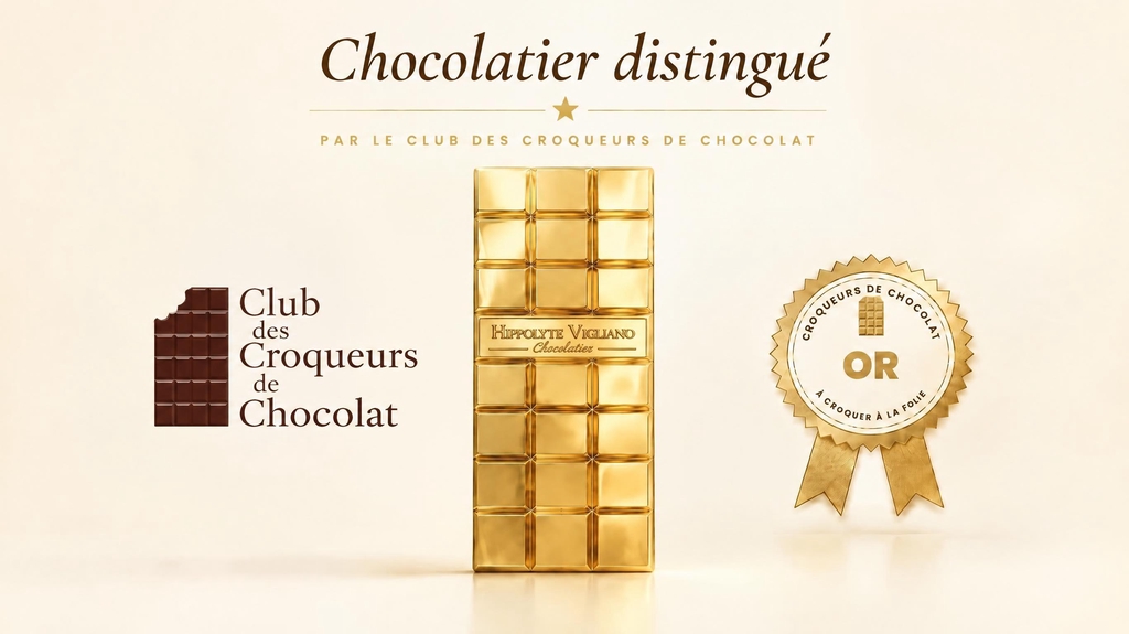 Tablette d'Or 2027 Club des Croqueurs de Chocolat décernée à Hippolyte Vigliano artisan chocolatier à Thonon