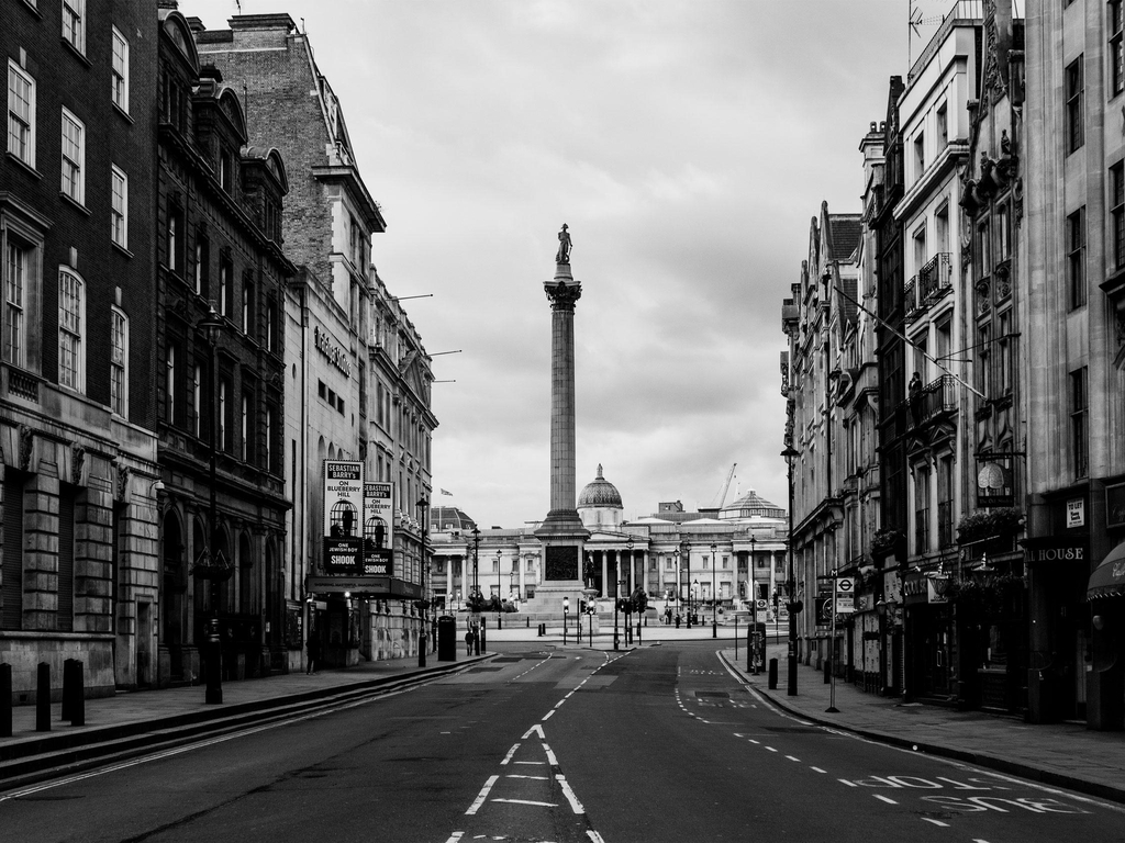 nelson's column seen from whitehall