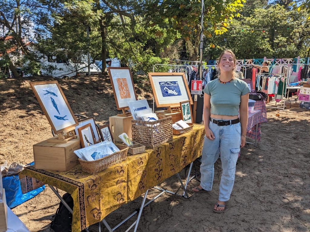Hossegor Landes artiste artisanale linogravure création océan