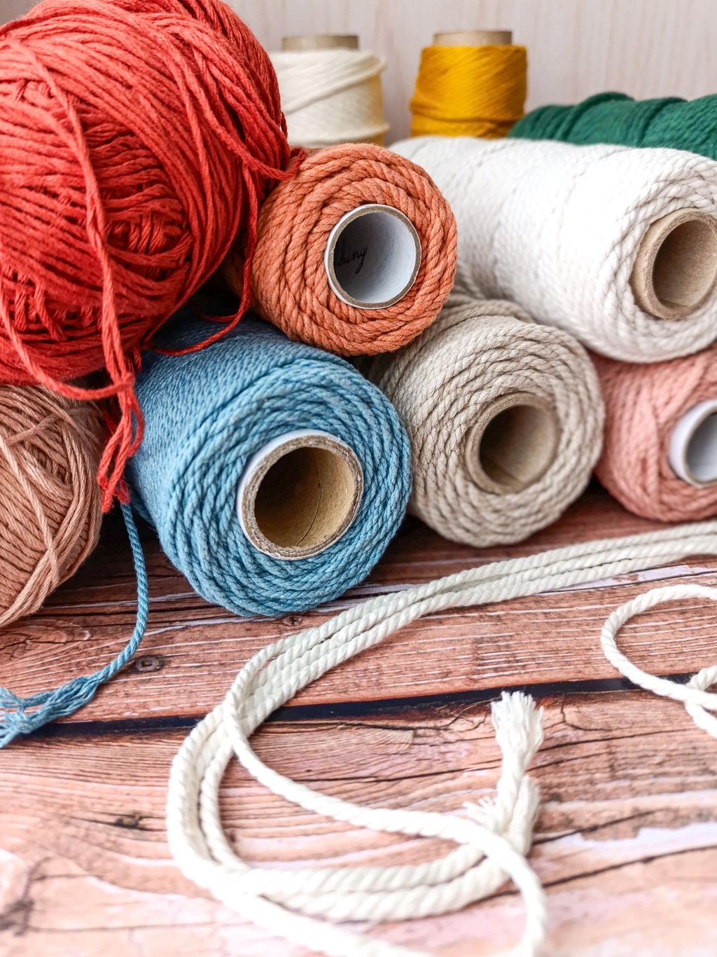 Panel de couleurs de fil et corde de macramé 100% en fibre naturelle éco-responsable