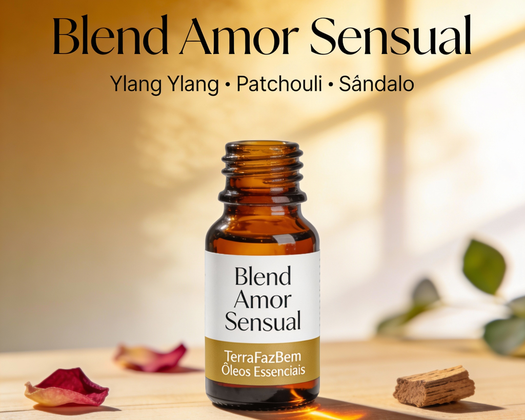 💕 Dia dos Namorados com aroma de paixão! Apresentamos o Blend Amor Sensual: Ylang Ylang sedutor + Patchouli exótico + Sândalo relaxante. Perfeito para massagens íntimas ou difusor romântico. Puro, biológico, feito com amor!