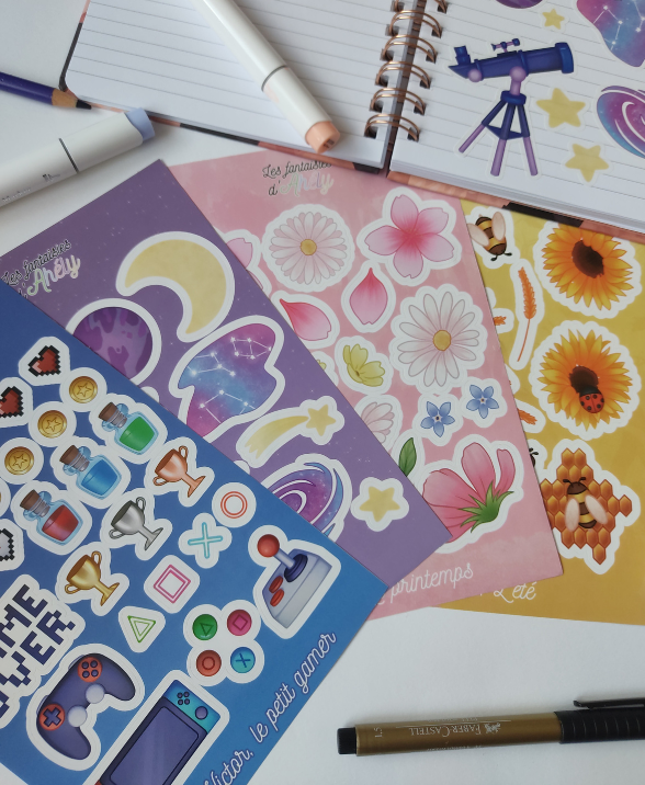 Planche de stickers pour décorer les cahiers, les planner, les ordinateurs.. les fantaisies d'Ahély