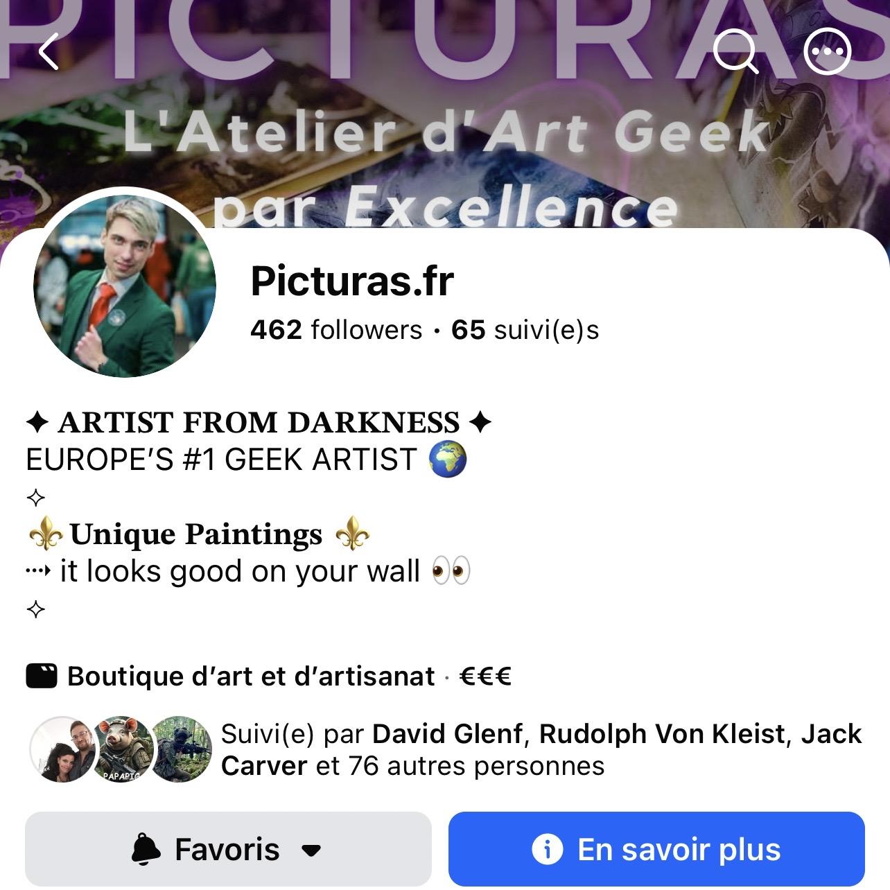Screenshot of the page Facebook of Picturas