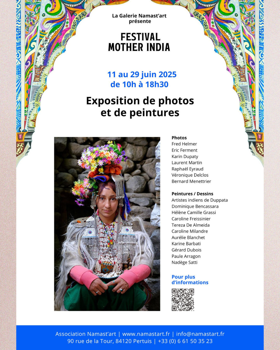 Deux des peintures d'Aurélie Blanchet seront exposées à la galerie Namast'art de Pertuis (84) lors du festival Mother India dédié à l'Inde