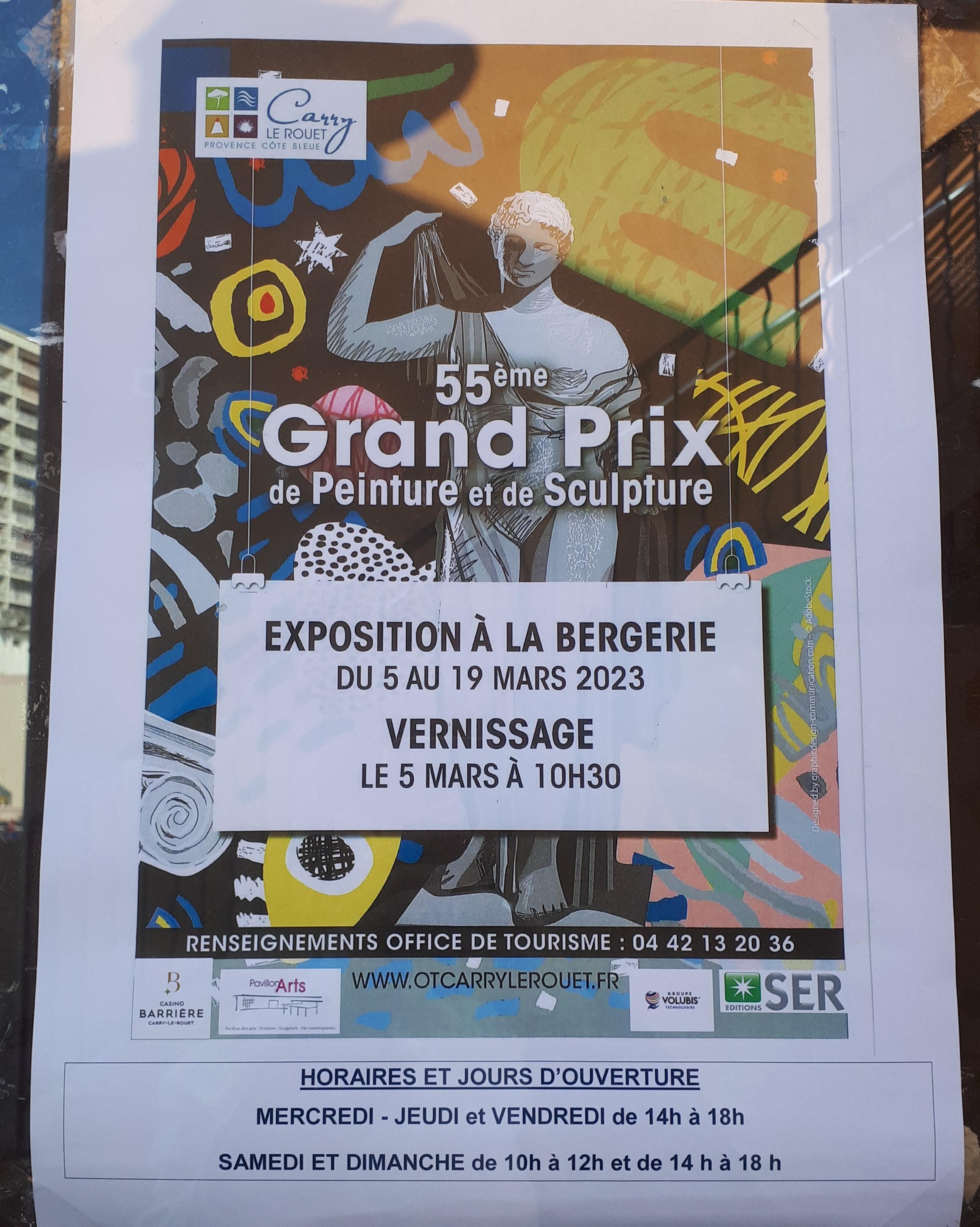 55ème grand prix de peinture et de sculpture de Carry-le-Rouet au cours duquel deux peintures de l'artiste peintre Aurélie Blanchet ont été sélectionnées pour être exposées du 5 au 19 mars 2023