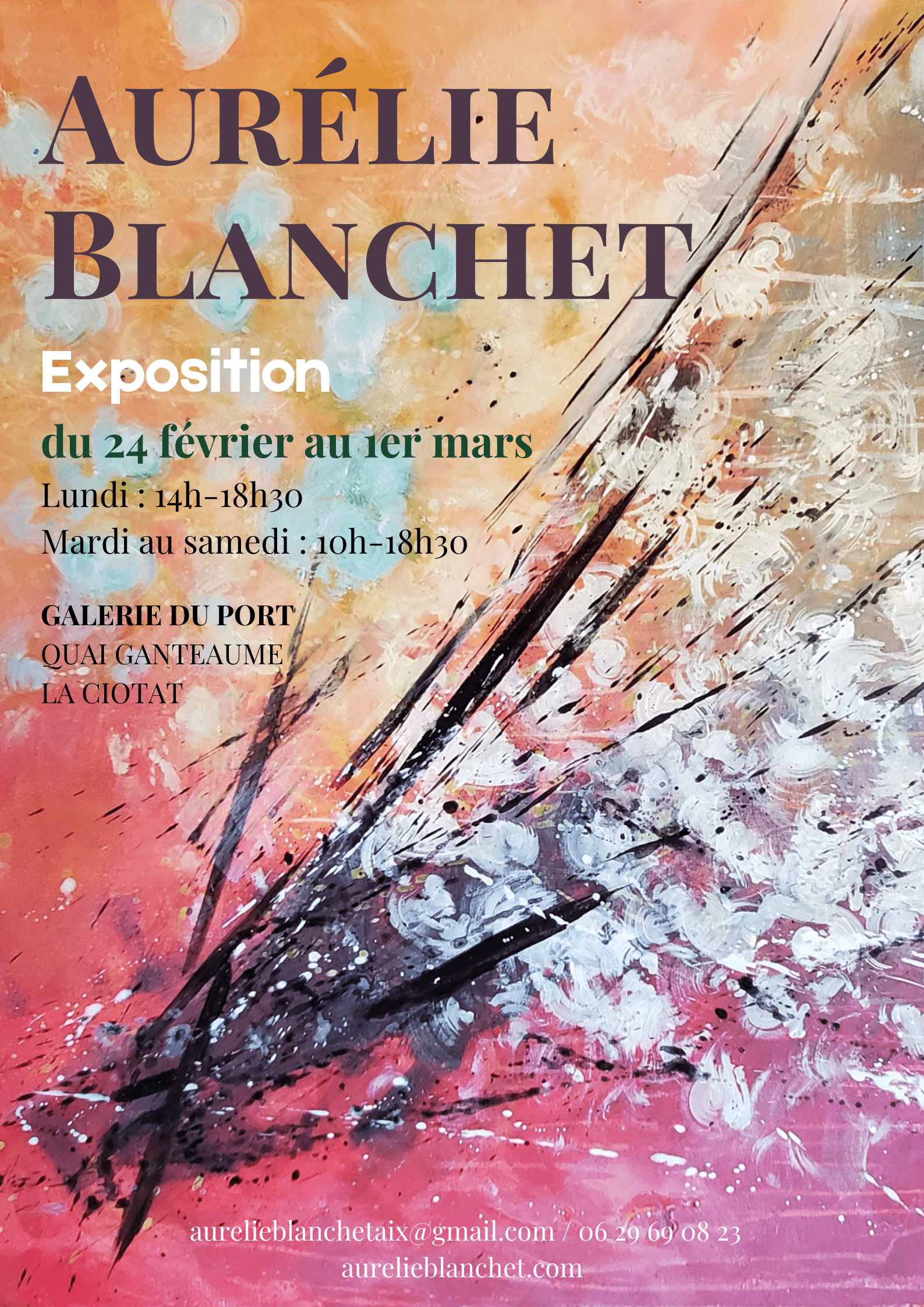 Exposition des peintures de l'artiste peintre Aurélie Blanchet à la Galerie du Port de La Ciotat du 24 février au 1er mars 2025