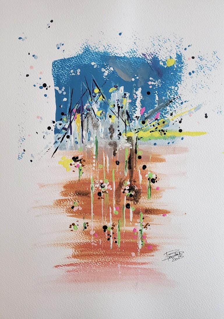 Peintures originales abstraites acrylique sur toile bois carton entoilé papier