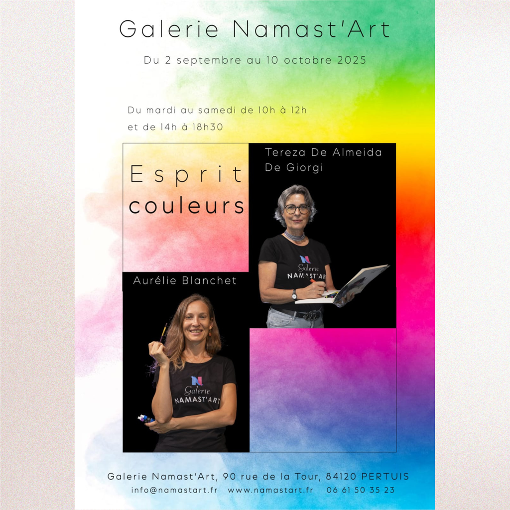 Exposition qu'Aurélie Blanchet partage avec Kaomento du 2 septembre au 10 octobre 2025 à la galerie Namast'art de Pertuis