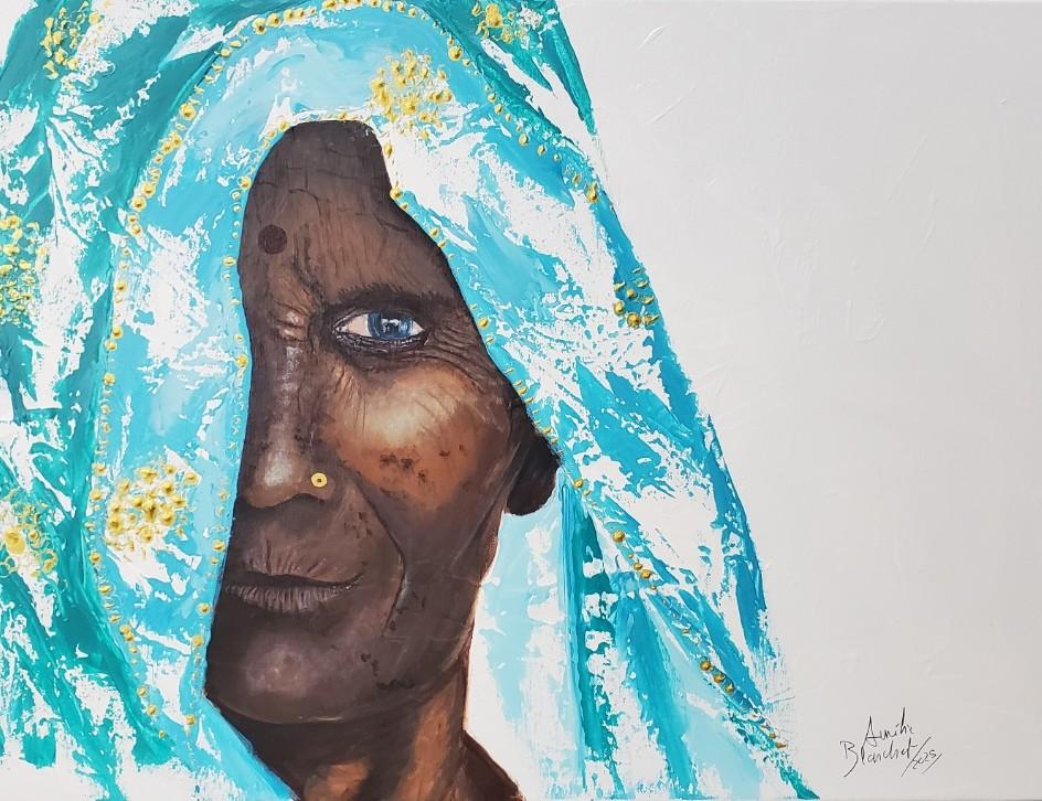 Peintures originales portraits homme femme enfant acrylique sur toile aquarelle 