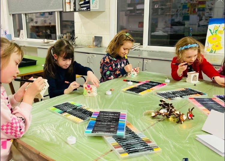 Young people doing crafts