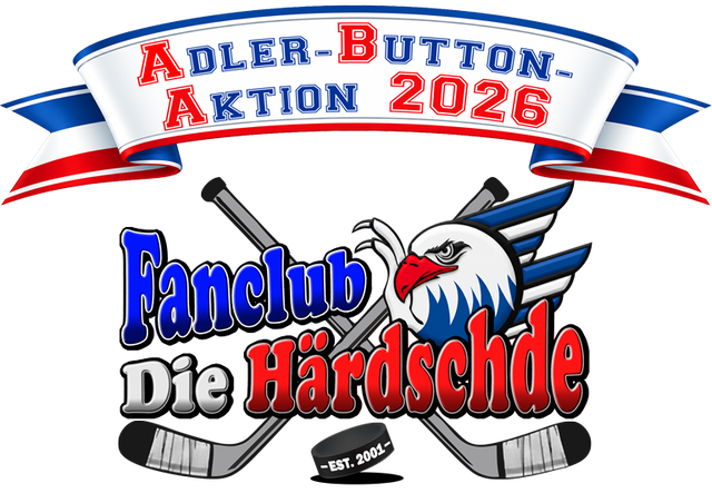 Adler-Button-Aktion 2026 des Adler-Fanclubs "Die Härdschde". Der Reinerlös wird wieder zu 100% gespendet.