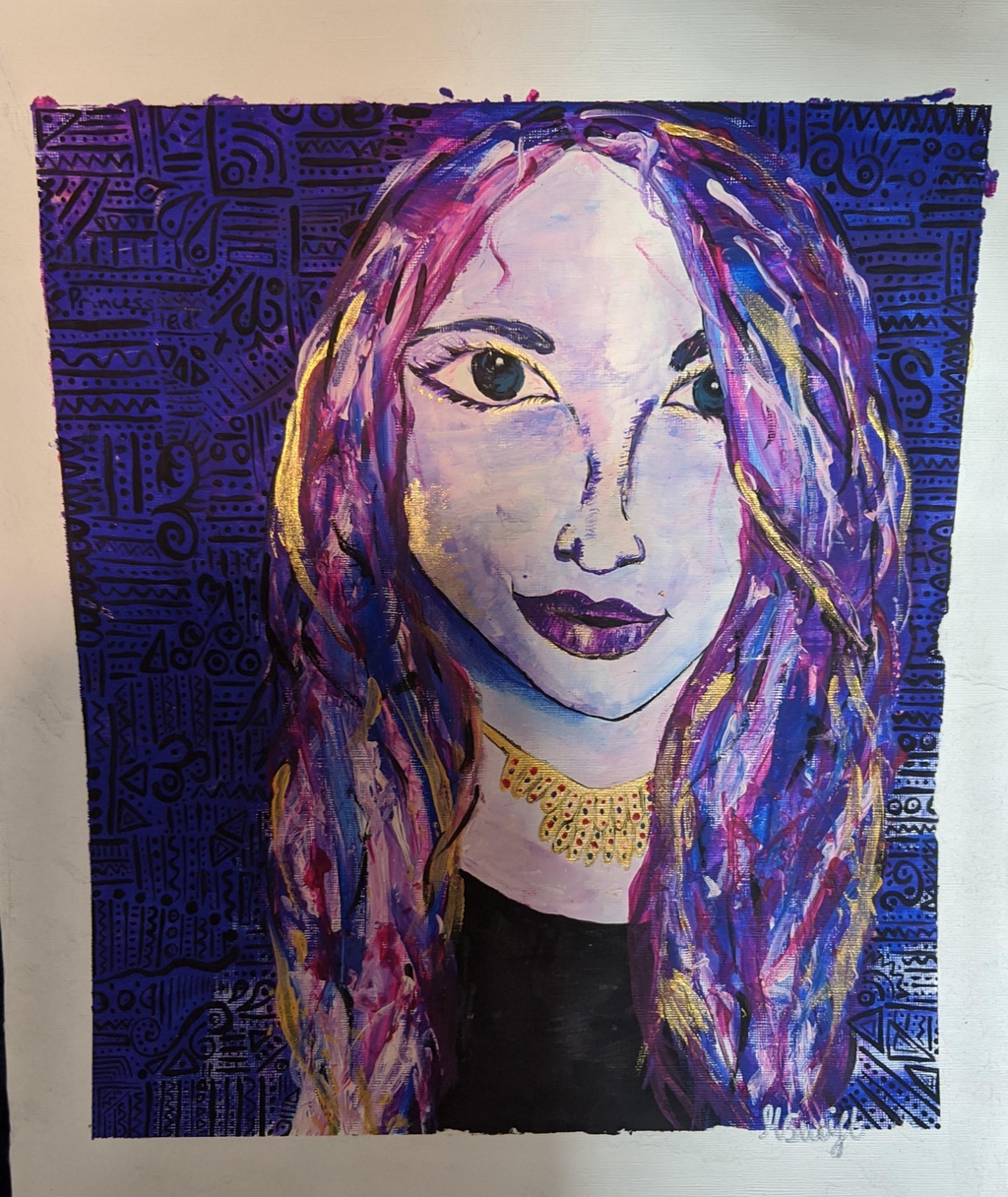 Surreal self portrait of heidi swift purple art work