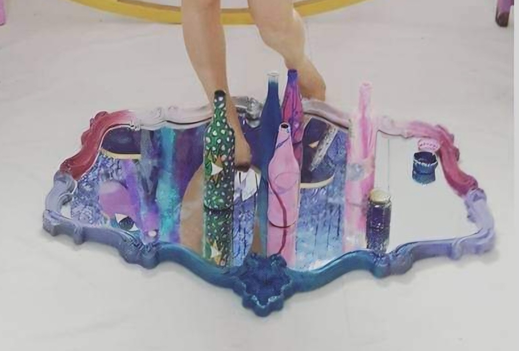 Heidi swift with her abstract contemporary surrealism surrealist art work collectable spiritual artist barnsley gallery 