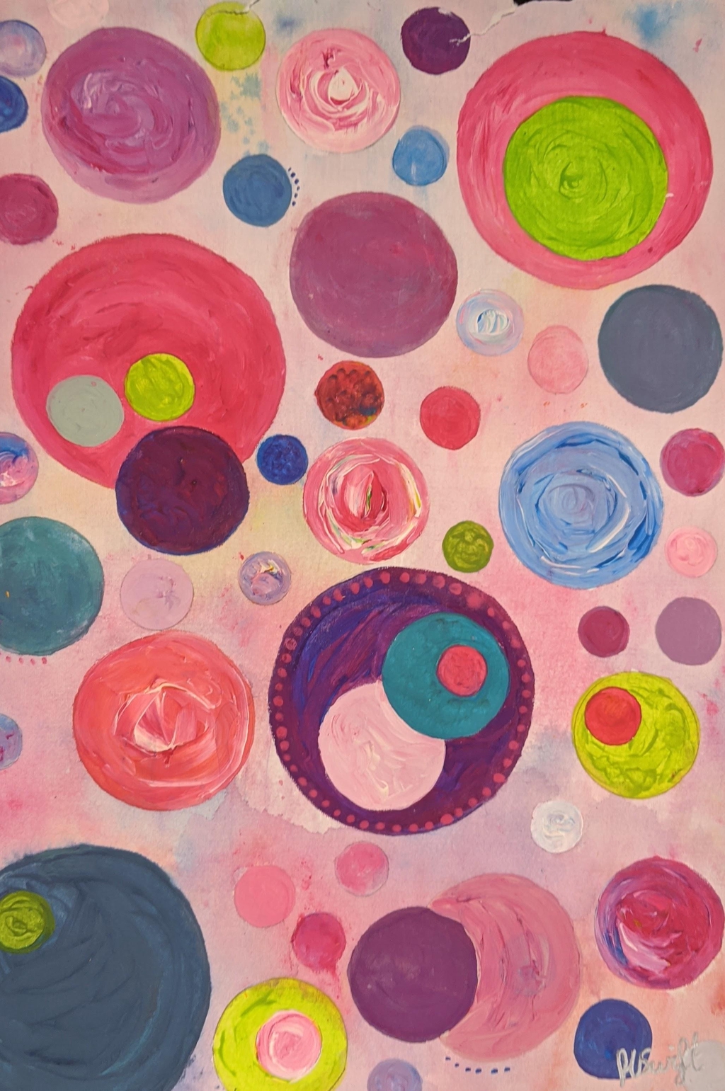 Colourful bright orbs of light floaters abstract surreal artwork by heidi swift 