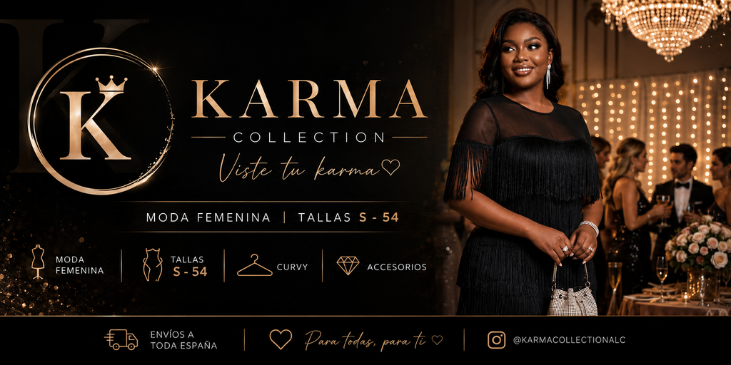 Banner de Karma Collection, moda femenina y tallas de la S a la 54