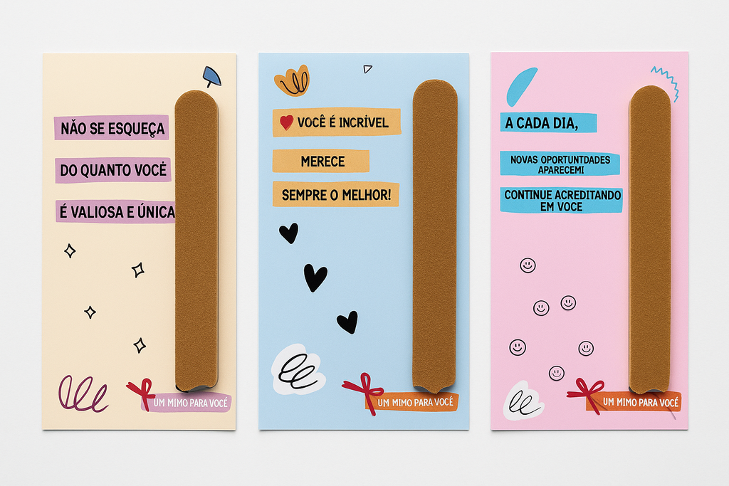 Mini lixa de unha com tag personalizada com os dados do seu negócio 