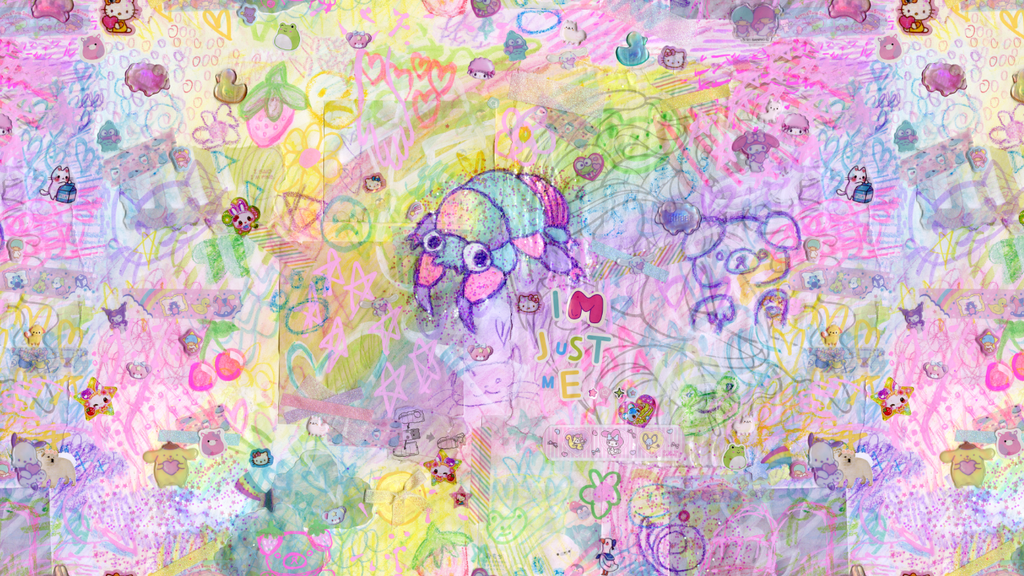 Avian Bean slogan ‘wear the whimsy!’ overlayed on colourful collage art piece entitled ‘I’m just me…’