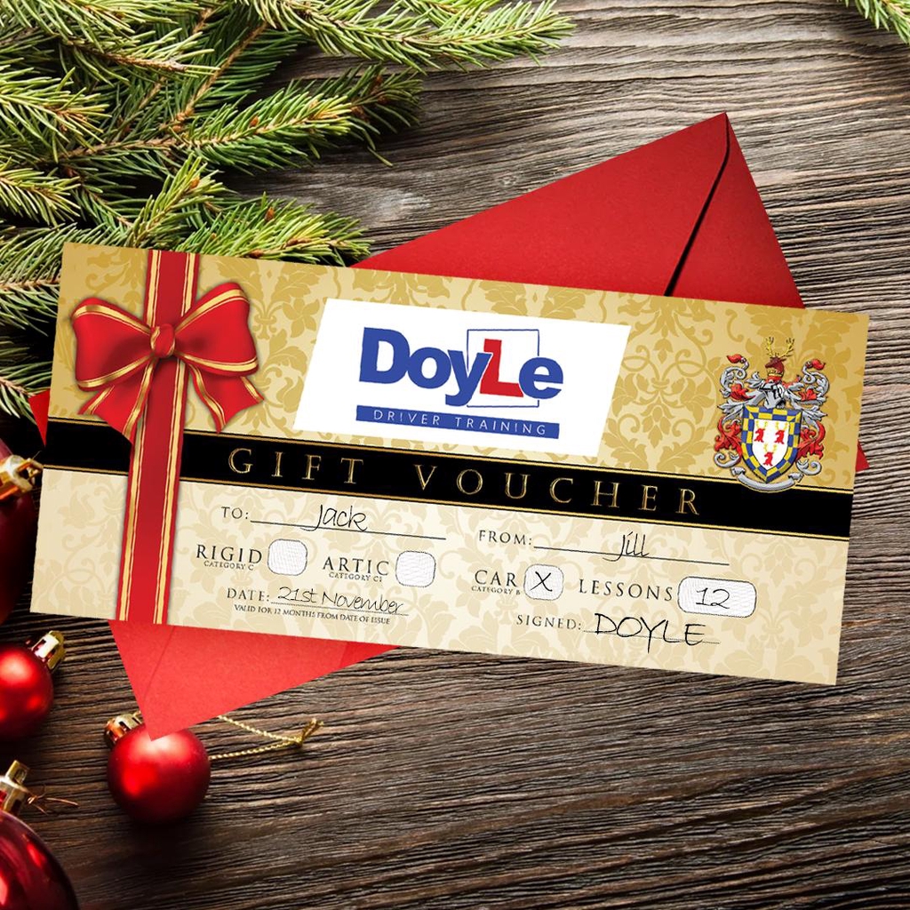 Gift Vouchers for Car and Truck Driving Lessons from Doyle Driver Training, Wexford and Waterford.