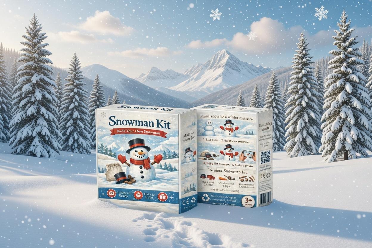Snowman Kit Box im Schnee