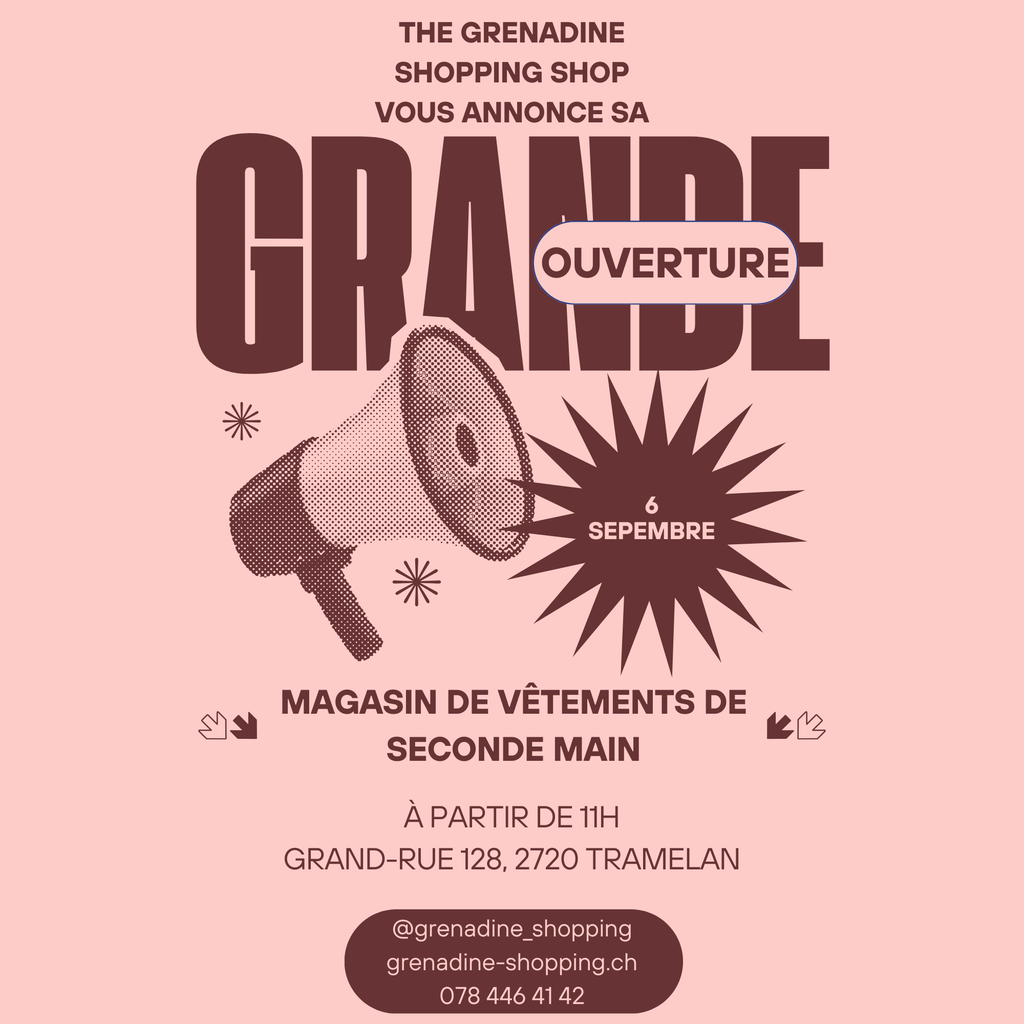 Affiche ouverture de la boutique Grenadine Shopping à Tramelan