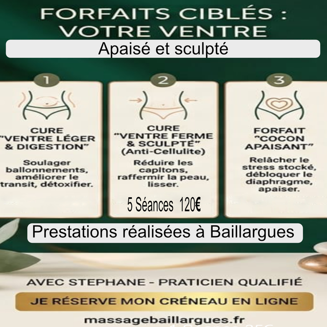 Redessinez votre silhouette à Baillargues
Drainage , détox minceur
Objectif Ventre plat