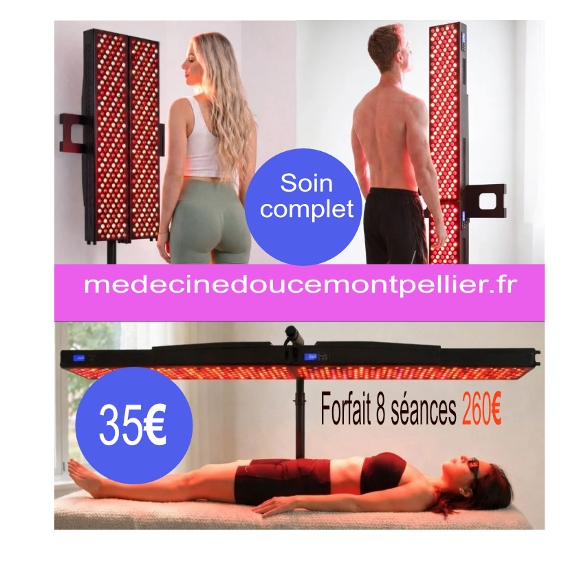 Luminothérapie visage et corps 
+ soin visage kobido
35 euros 
séance réalisée à baillargues 
réservez votre créneau horaire
medecinedoucemontpellier.fr