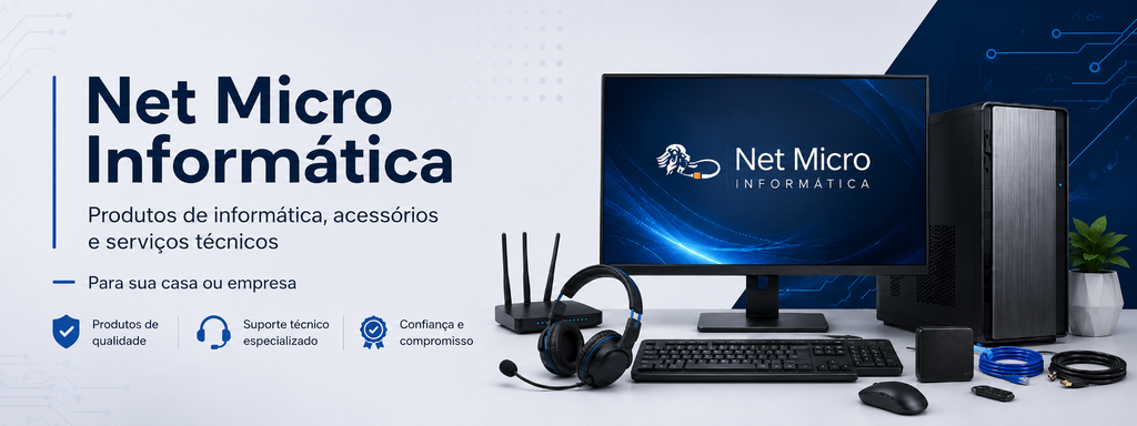 Banner da Net Micro Informática com produtos e serviços de informática