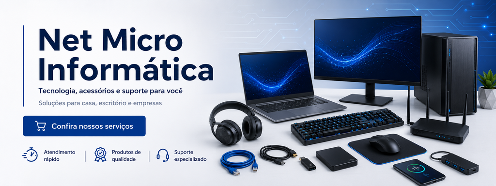 Banner da Net Micro Informática com produtos e serviços de informática