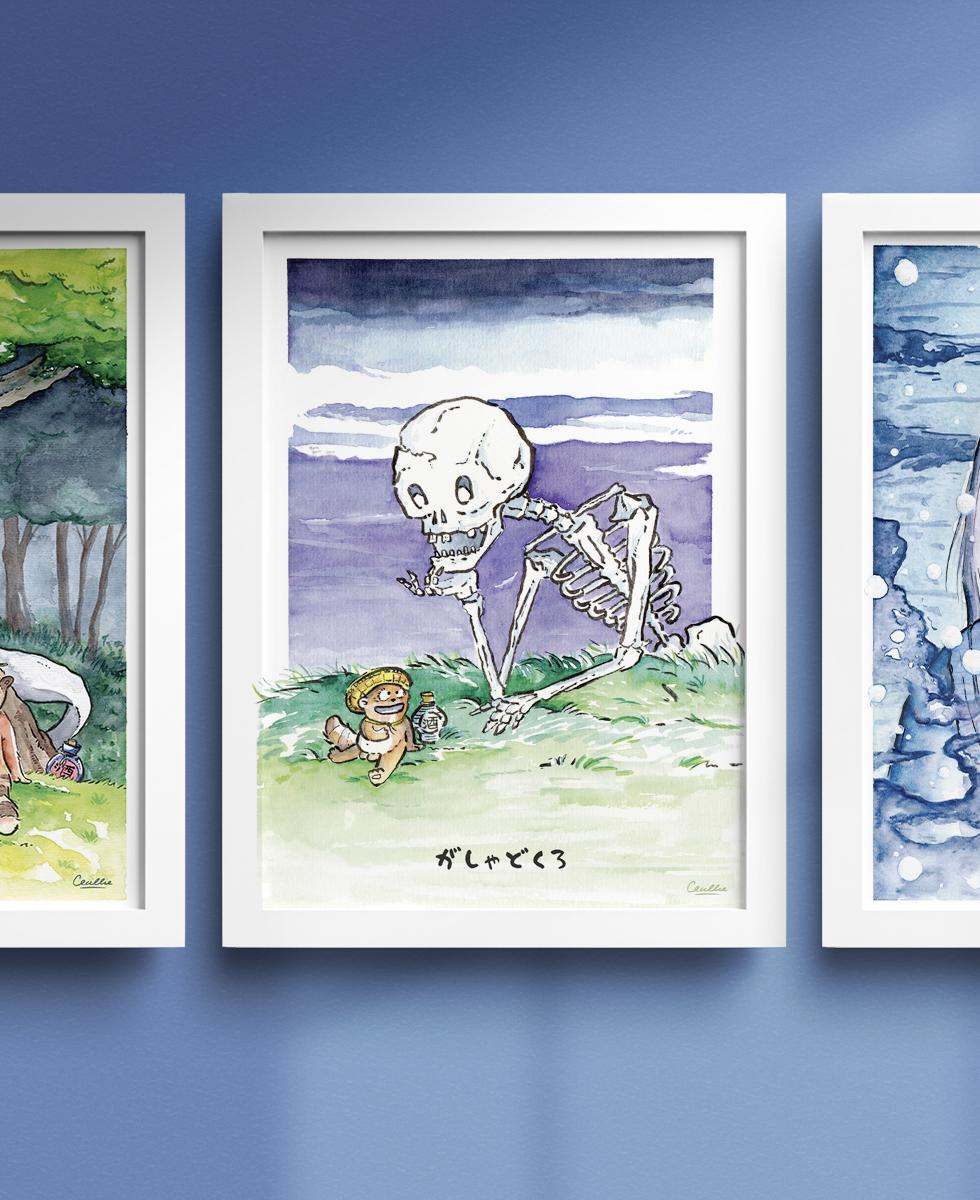 Grandes cartes format A5 de la série Yokai de Cécile Ricordeau