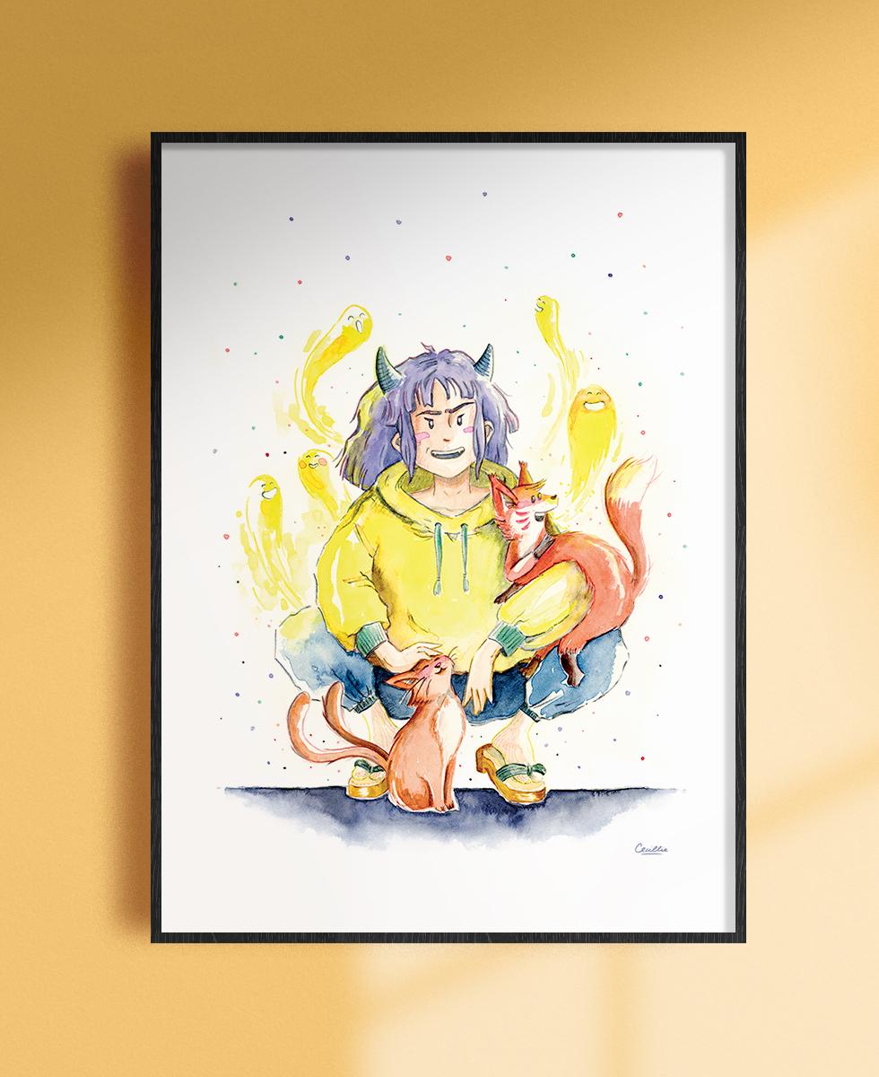 Affiches de ma série Yokai par Cécile Ricordeau