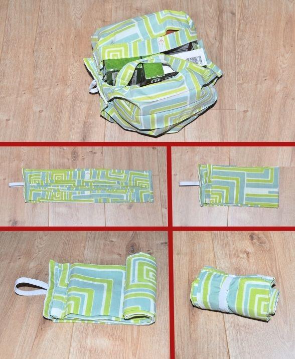 Sac de courses roulable en tissu recyclé – sac cabas artisanal fait main, pratique pour les courses, écologique et durable – alternative zéro déchet aux sacs jetables - facile à transporter et à ranger - Création unique - Momo la Débrouille