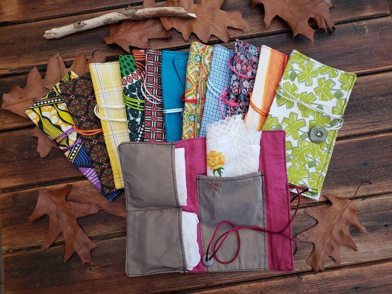 Pochette rectangle mouchoir Momo la Débrouille upcycling fait main